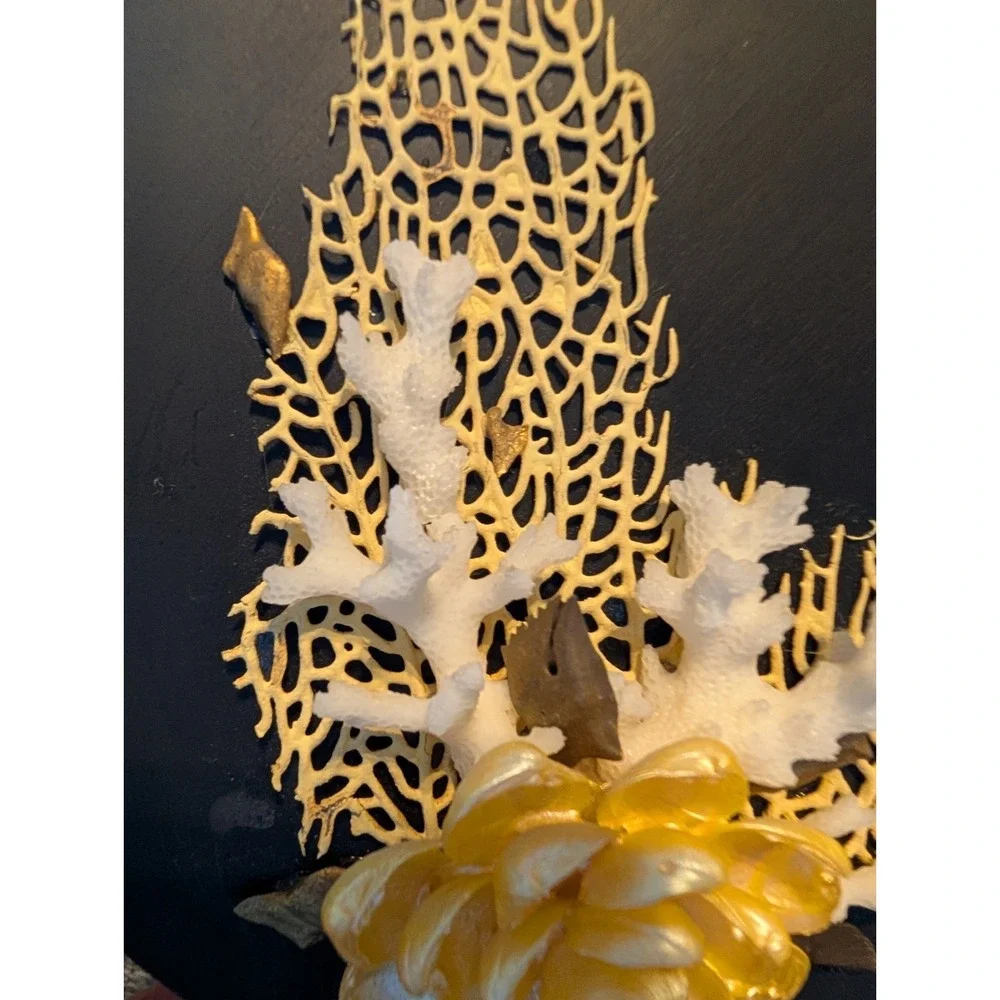 Vintage Hawaiian Seashell Art Plaque 3D Island Shell‎ Wall Decor Made in Hawaii